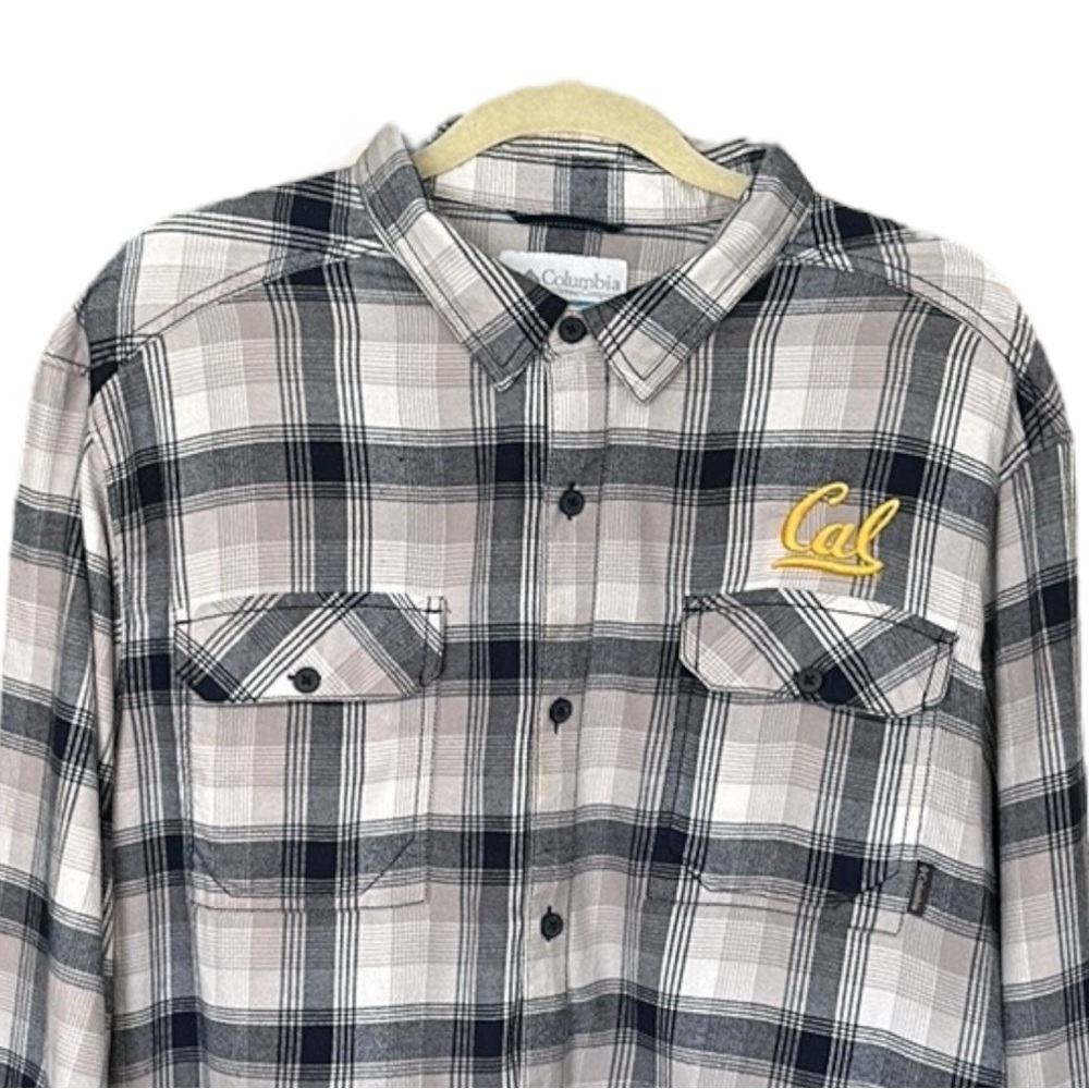 COLUMBIA‎ CAL Bears Collegiate Plaid Flannel Shirt Long Sleeve Cotton Casual XL - Picture 2 of 14